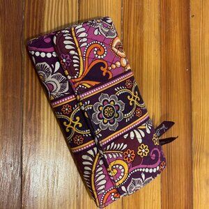 Vera Bradley Safari Sunset Quilted Purple Floral Printed Wallet